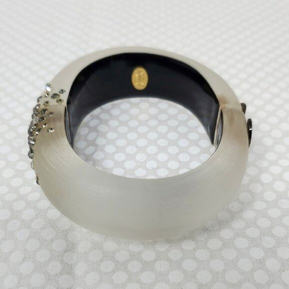 Alexis Bittar Lucite, Crystal Studded Hinge Bracelet w/ Dust Bag - Picture 3 of 8